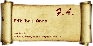 Fábry Anna névjegykártya