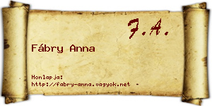 Fábry Anna névjegykártya